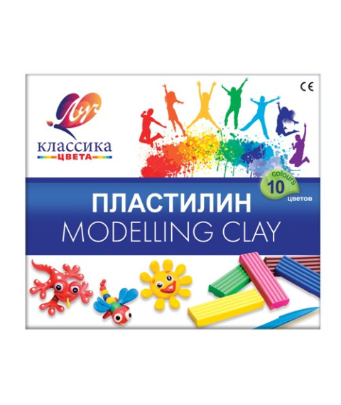 Pastă de modelat Klassika, 10 culori x 20 gr. + cutit